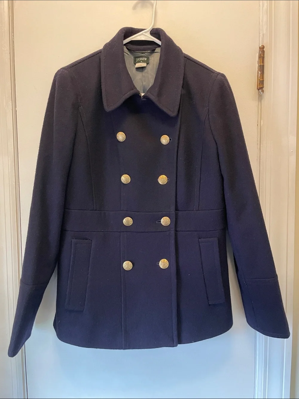 J.Crew Navy Wool Peacoat | Gold Button Double‑Breasted Jacket | Preppy Classic